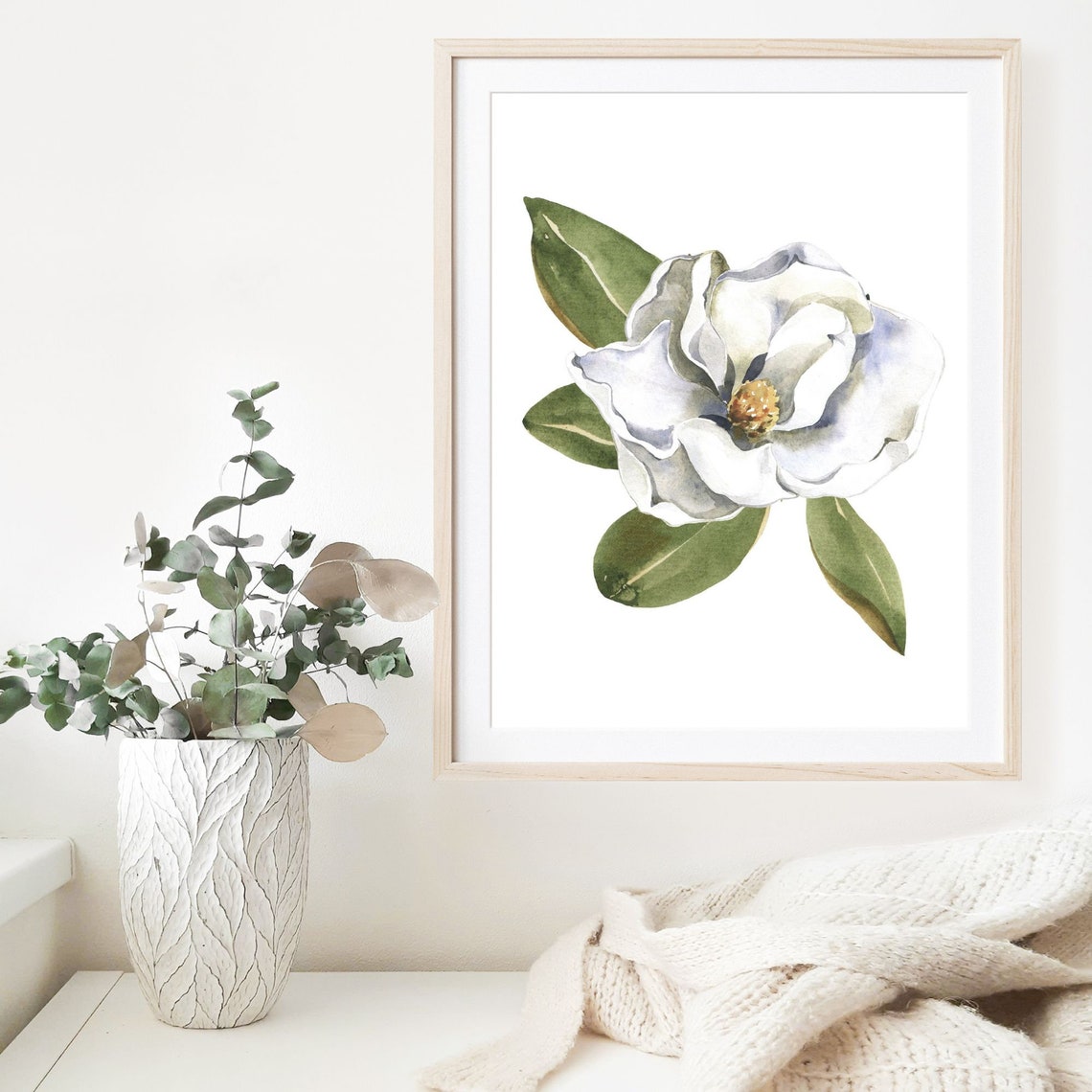 Magnolia Floral Printable Wall Art Watercolor Digital - Etsy