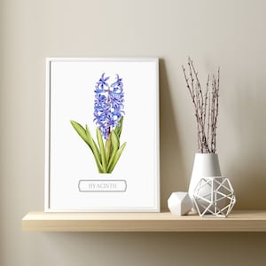 Purple Hyacinth Floral Printable Wall Art | Watercolor Digital Download Art for Interior Decor | Livingroom and Kitchen Art