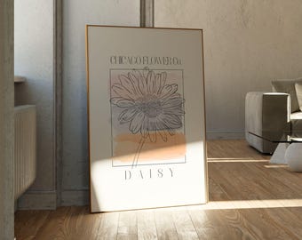 Chicago Flower Co. Daisy Printable Wall Art | Watercolor Digital Download Art for Interior Decor | Modern and Mid Century Floral Poster