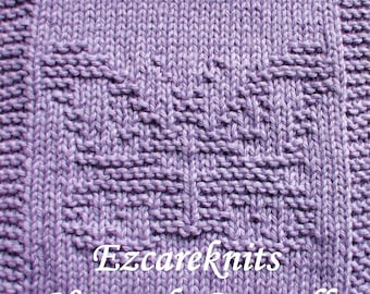 Knitting Pattern - HEAVENLY BUTTERFLY, blanket square, washcloth, spa cloth, dishrag, facecloth, tea cloth, small cloth, dishcloth, towel