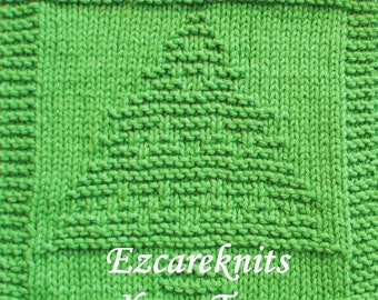 Knitting Pattern - XMAS TREE - Face Cloth, Spa Cloth, Blanket Square, Quick Knit, knitting, Washcloth, Needlecraft, dishcloth, Handknit,