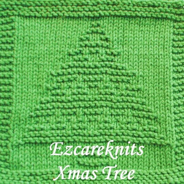 Knitting Pattern - XMAS TREE - Face Cloth, Spa Cloth, Blanket Square, Quick Knit, knitting, Washcloth, Needlecraft, dishcloth, Handknit,