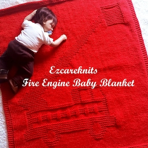 FIRE ENGINE Baby Blanket - Baby blanket knitting pattern/ easy baby blanket pattern/ Binky, Blankie / stroller and car seat baby blanket