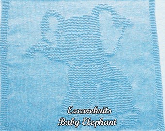 Padrão de tricô - Manta de Elefante Bebê, divertido, para iniciantes.