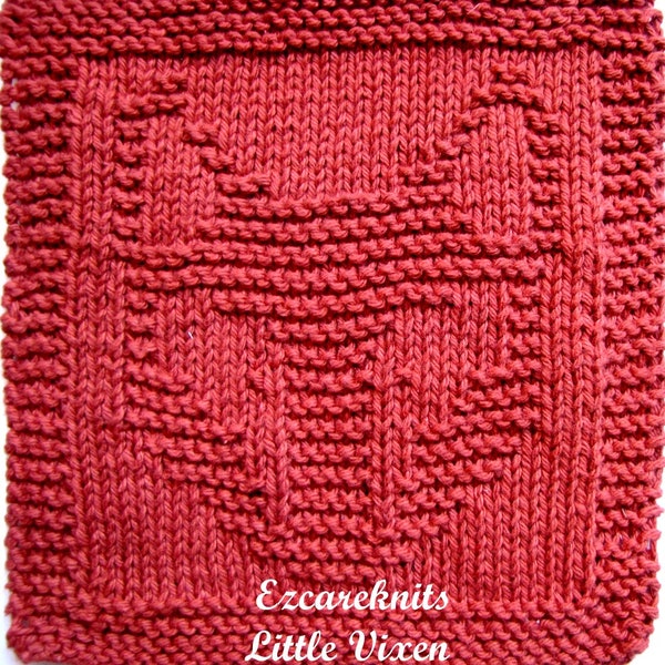 Knitting Pattern, Washcloth, blanket square, spa cloth, dishrag, facecloth, tea cloth, small cloth, dishcloth, small towel, little vixen