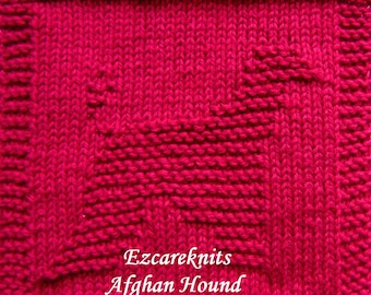 Knitting Pattern - AFGHAN HOUND, blanket square, washcloth, spa cloth, dishrag, facecloth, tea cloth, small cloth, dishcloth, dishcloth