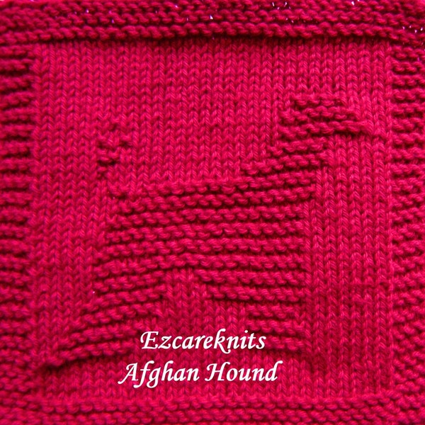 Knitting Pattern - AFGHAN HOUND, blanket square, washcloth, spa cloth, dishrag, facecloth, tea cloth, small cloth, dishcloth, dishcloth