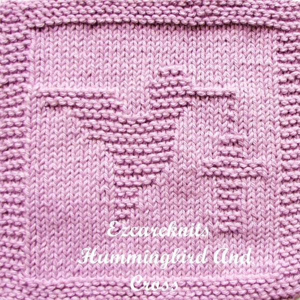 Knitting Pattern, Washcloth, blanket square, spa cloth, dishrag, facecloth, tea cloth, small cloth, dishcloth, small towel, hummingbird