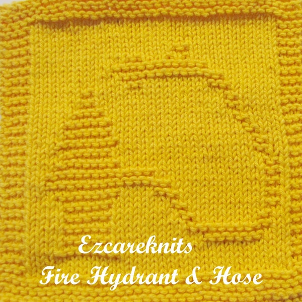 Knitting Pattern – FIRE HYDRANT – HOSE, Washcloth, dishcloth, face cloth, spa cloth, children cloth, fun cloth, beginners knitting pattern,