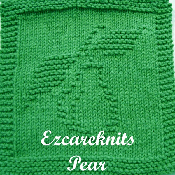 Knitting Pattern – PEAR - Washcloth, dishcloth, face cloth, spa cloth, children cloth, fun cloth, beginners knitting pattern, Blanket Square