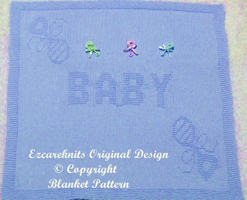 Knitting Pattern BABY RATTLE BLANKET Pdf Etsy