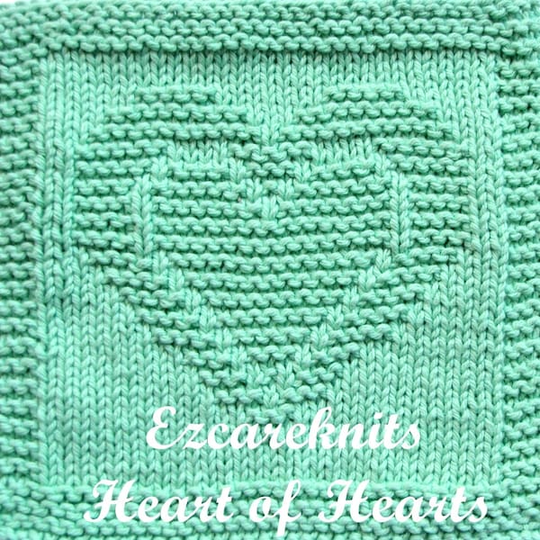 Knitting Pattern~ HEART OF HEARTS ~ Face Cloth, Spa Cloth, Blanket Square, Quick Knit, knitting, Washcloth, Needlecraft, dishcloth, Handknit