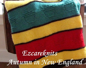 Autumn in New England - Chunky Throw Blanket Knitting Pattern, fall Cuddler, Afghan Knitting Pattern, Easy Knit Blanket Pattern, Modern Knit