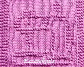 Knitting Pattern - SEWING MACHINE, blanket square, washcloth, spa cloth, dishrag, facecloth, tea cloth, small cloth, dishcloth, small towel