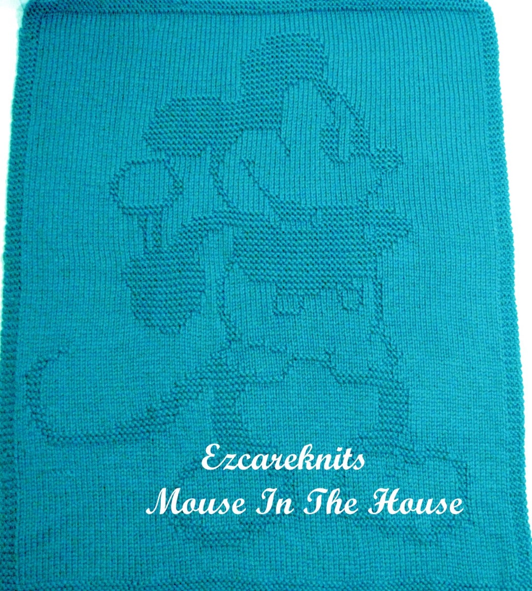 Mouse in the House toddler Blanket, Baby Blanket Knitting Pattern/ Easy