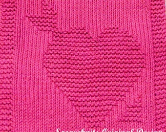 Large Knitting Cloth Pattern - HEART and ARROW - PDF