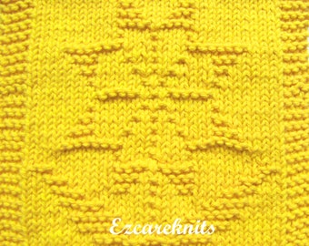 Knitting Pattern - STAR FLOWER, blanket square, washcloth, spa cloth, dishrag, facecloth, tea cloth, small cloth, dishcloth, towel, Dishrag