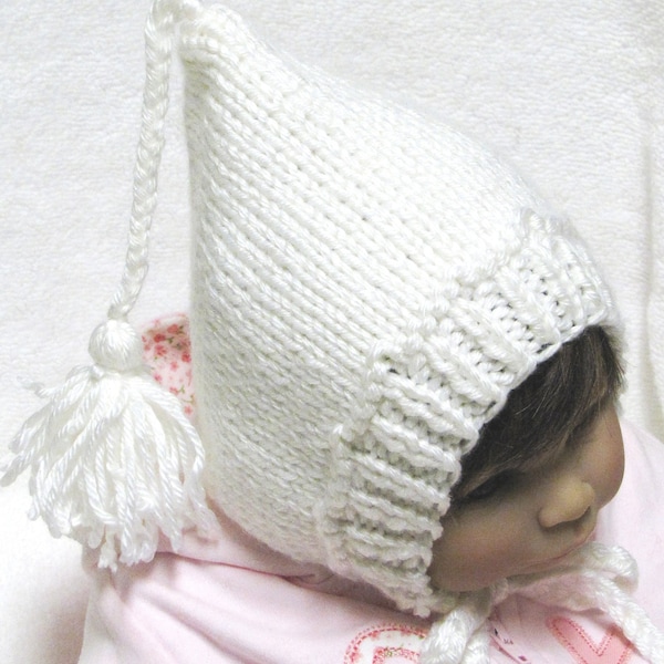 Pixie Baby Hat Knitting Pattern with Tassel in 3 Sizes - PDF - Permission to Sell Your Knits