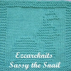 SASSY THE SNAIL-  Knitting Pattern, Face Cloth, Spa Cloth, Blanket Square, Knit, Quick Knit,  knitting, Washcloth,