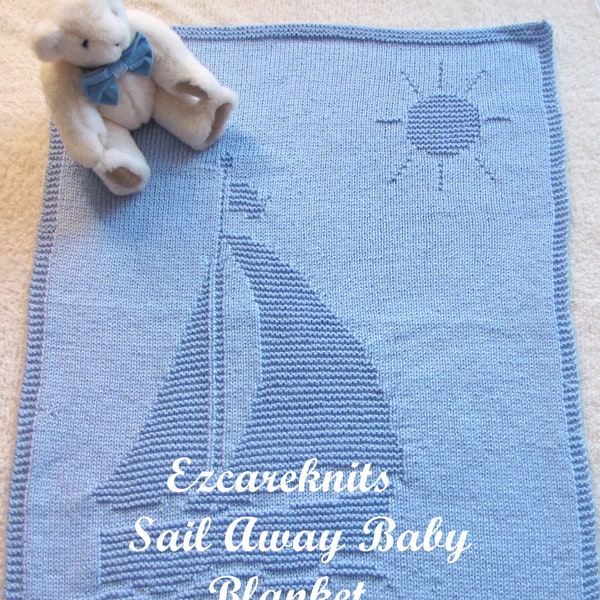 SAIL AWAY Baby Blanket-Baby blanket knitting pattern/ easy baby blanket pattern/ Binky, Blankie / stroller and car seat baby blanket, Diy