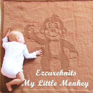 MY LITTLE MONKEY - ベビーブランケット、ブランケット、編み物パターン、簡単なベビーブランケットパターン/おしゃぶり、ブランキー/ベビーカーと車の座席用ベビーブランケット