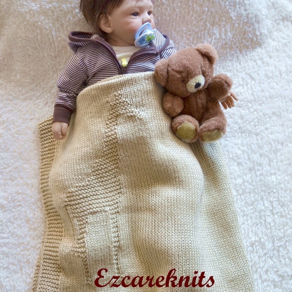 GIRAFFE BLANKET- Baby blanket knitting pattern/ easy baby blanket pattern/ Binky, Blankie / stroller and car seat baby blanket