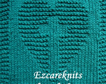 Knitting Pattern - BLESSED HEART, blanket square, washcloth, spa cloth, dishrag, facecloth, tea cloth, small cloth, dishcloth, dishcloth,