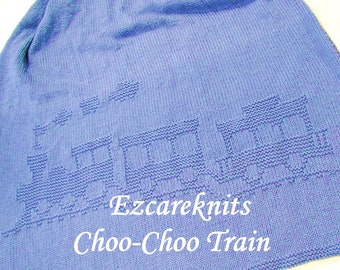 Choo-Choo Train Baby ~ Toddler Blanket, Baby blanket knitting pattern/ easy baby blanket pattern/ Binky, Blankie /crib, playtime