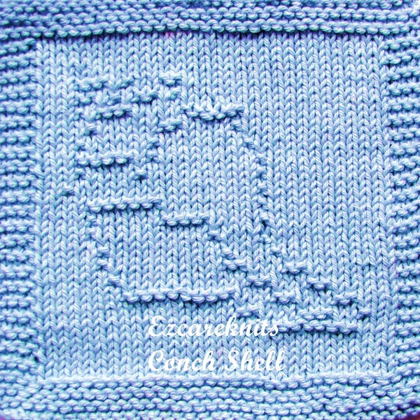 Knitting Pattern, Washcloth, blanket square, spa cloth, dishrag, facecloth, tea cloth, small cloth, dishcloth, small towel, Conch shell, spa