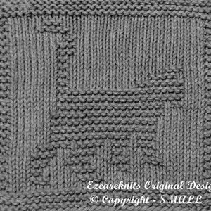 May include: Gray knitted dishcloth with a geometric pattern. The dishcloth is made with a simple stitch and has a square shape. The text "Ezcareknits Original Design © Copyright - SMALL" is visible in the bottom right corner of the image.