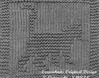 Knitting Cloth Pattern - PROWLING KITTY -  PDF
