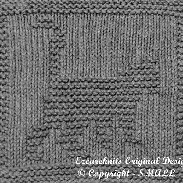 Knitting Cloth Pattern - PROWLING KITTY -  PDF