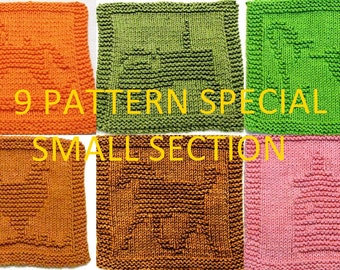 9 SMALL Knitting Cloth Pattern,  Special  9 for 26.25,  Small cloth section"  ONLY - Link Below to small section