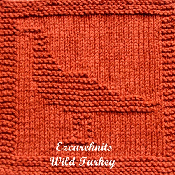 Knitting Pattern, Washcloth, blanket square, spa cloth, dishrag, facecloth, tea cloth, small cloth, dishcloth, small towel, Wild turkey