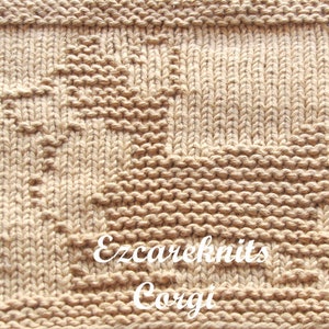 CORGI, Knitting Pattern, Face Cloth, Spa Cloth, Blanket Square, handicraft, Knit, Quick Knit, DIY knitting, Washcloth, Needlecraft,