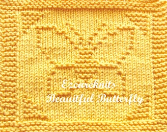 BEAUTIFUL BUTTERFLY - Knitting Pattern Face Cloth Spa Cloth Blanket Square handicraft Quick Knit Dishcloth Washcloth Needlecraft