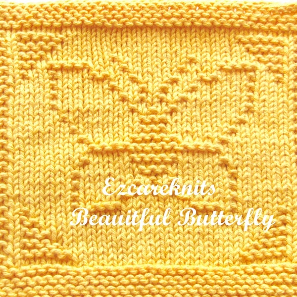 BEAUTIFUL BUTTERFLY - Knitting Pattern Face Cloth Spa Cloth Blanket Square handicraft Quick Knit Dishcloth Washcloth Needlecraft