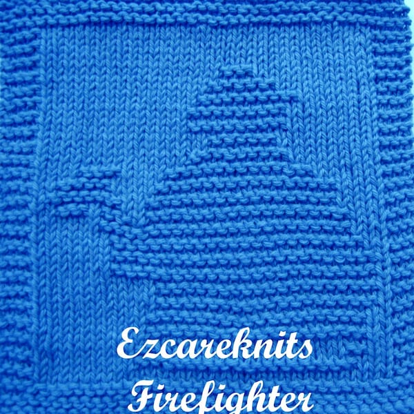 Knitting Pattern – FIREFIGHTER, Washcloth, dishcloth, face cloth, spa cloth, children cloth, fun cloth, beginners knitting pattern, easy