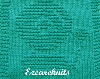 Knitting Pattern – FIREHOUSE BELL – Washcloth, dishcloth, face cloth, spa cloth, children cloth, fun cloth, beginners knitting pattern,