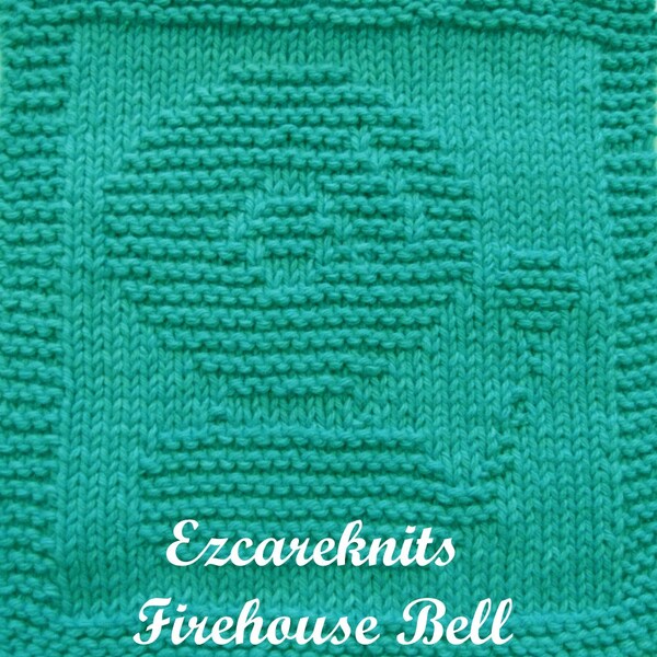 Knitting Pattern – FIREHOUSE BELL – Washcloth, dishcloth, face cloth, spa cloth, children cloth, fun cloth, beginners knitting pattern,