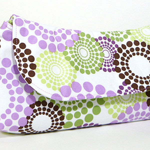 Clutch Purse - Purple Green and Brown Circles (Limited Edition)