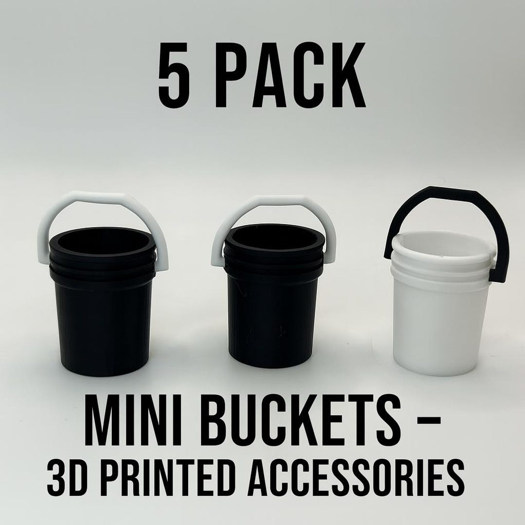 Mini Buckets – 5 Pack | 3D Printed Accessories | Dollhouse, Crafts ...