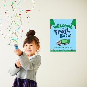Editable Trash Bash Birthday Party Welcome Sign | Garbage Truck Printable Poster | 8x10 Digital Download | Trash Truck Party Theme