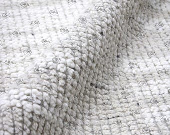 Alfombra de lana color marfil anudada a mano, alfombra moderna escandinava de textura suave.