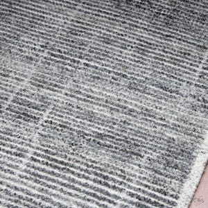 Hand knotted Washable Rug, Ivory Charcoal Soft Wool Pile Rug, Beni Ourain Area Rug, Vintage Handmade Rug, Botanical Moroccan 6x9 Custom Rug