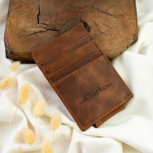 Engraved Leather Wallet, Personalized Gifts, Slim Card Holder, Custom Gift, Husband Gift, Anniversary Gift, Leather Card Holder