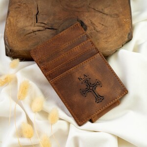 Monogram Card Holder, Engraved Wallet, Slim Wallet, Gifts for Men, Religious Gift, Personalized Wallet, RFID Wallet, Christian Gift