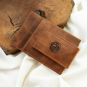 Monogram Wallet, Leather Wallet, Gifts for Men, Personalized Gifts, Slim Card Holder, Custom Gift,  RFID Wallet, Fathers Gift, Husband Gift