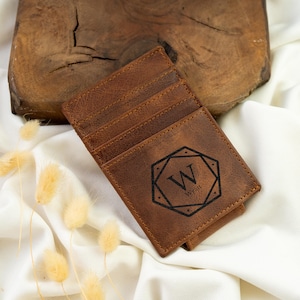 Brieftasche aus Leder mit Initialen, Geldklammer-Brieftasche, Kartenhalter mit Gravur, Herrenbrieftasche, personalisierte Geschenke, Monogramm-Brieftasche, Trauzeugen Geschenk