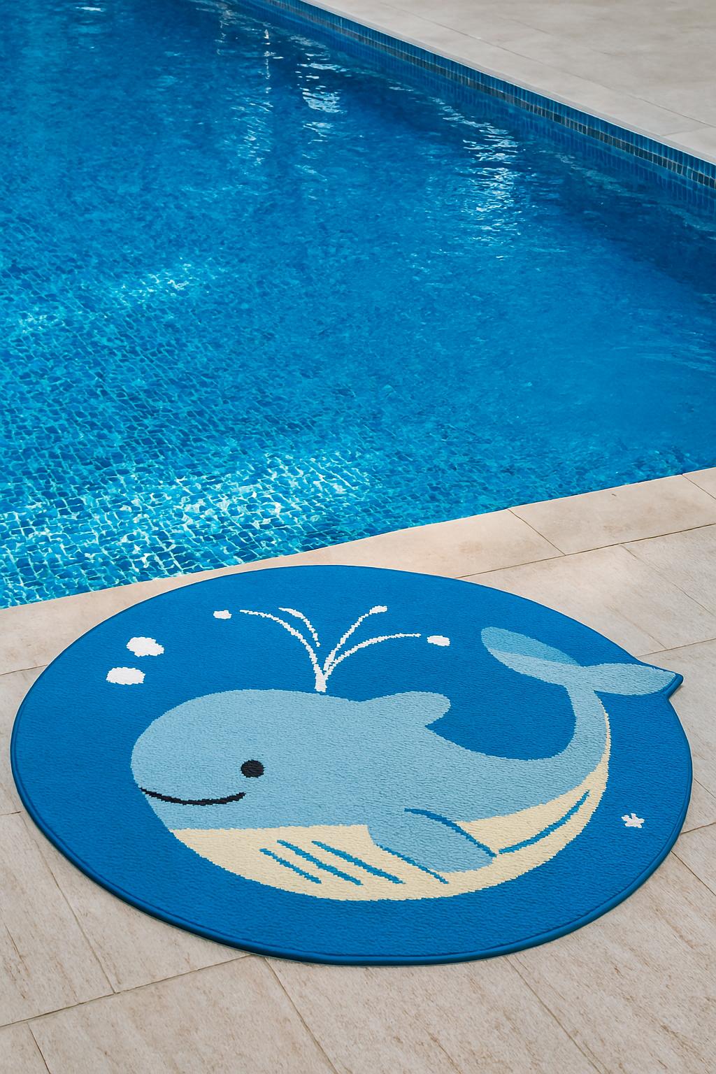 Hand Tufted Blue Whale Round Rug: Playful Outdoor Patio Mat, Kids ...